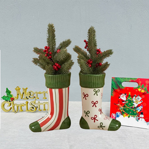 Ceramic Christmas Sock Vase, Height 8 inch