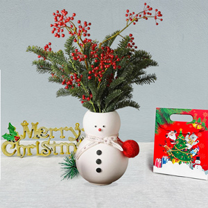 Snowman Decor vases, Xmas Home Decor, 9.1ich