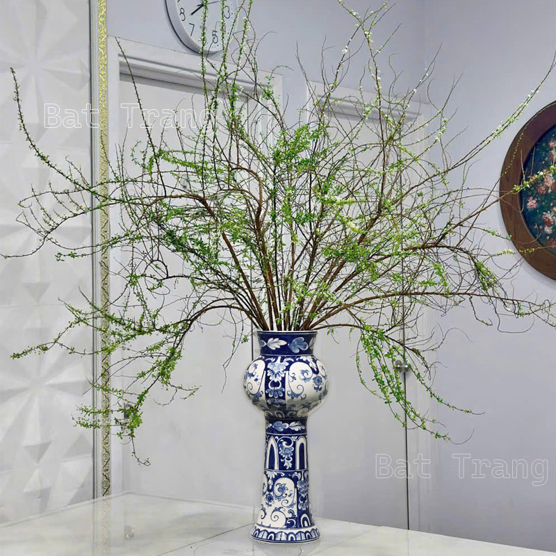 Blue and white Bat Trang ceramic vases for home decor