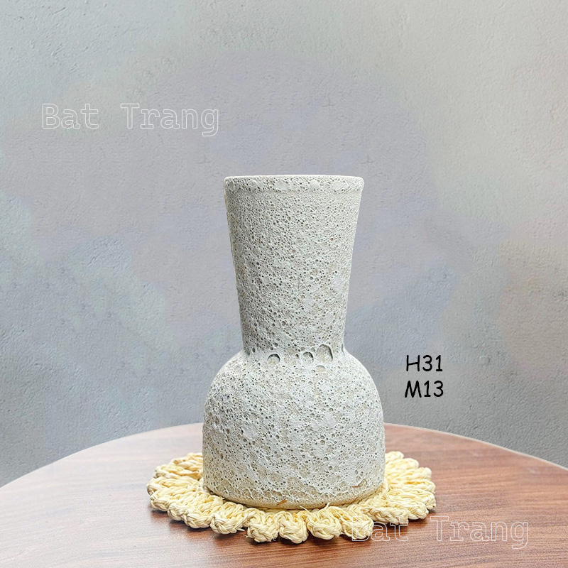 Handcrafted White Textured Vase for Minimalist Interiors