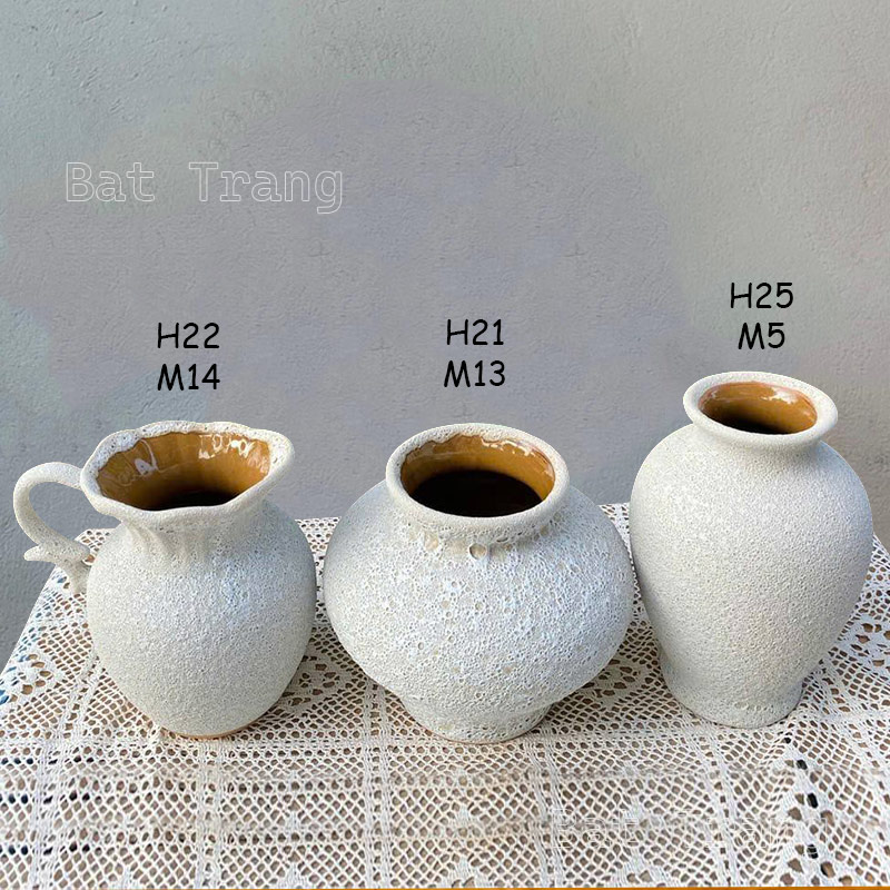 White Ceramic Vase Unique Handmade Design for Home Styling