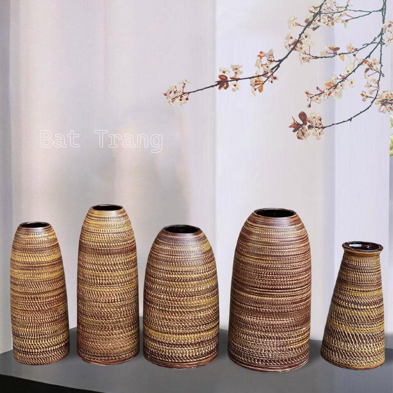 Rustic Brown Vase Collection – Ethnic Patterns for Timeless Home Decor