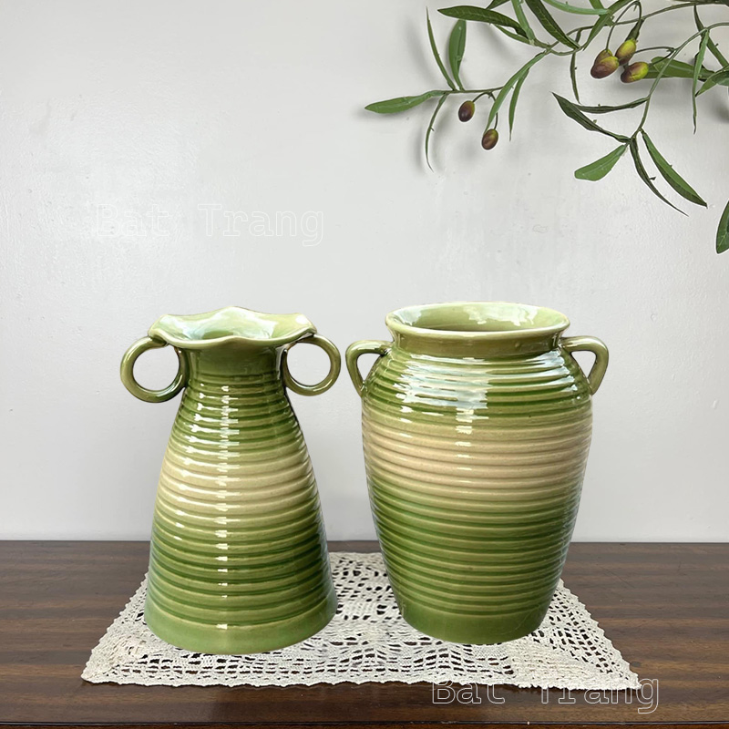 Artistic Elegance of the Refined Ceramic Vase White Handles Collection
