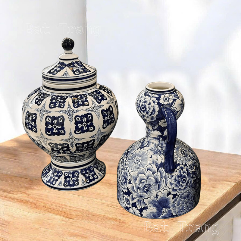 Blue and White Unique Shaped Vase – A Sophisticated Statement for Any Space