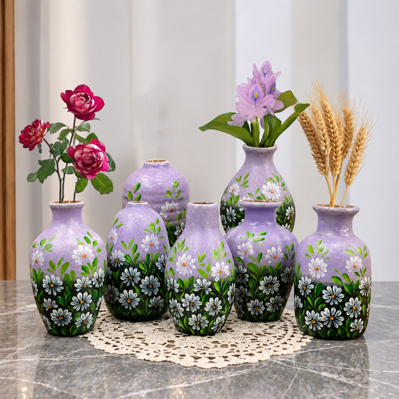 Daisy Bud Ceramic Vase Set, Elevate Your Living Space with Subtle Elegance