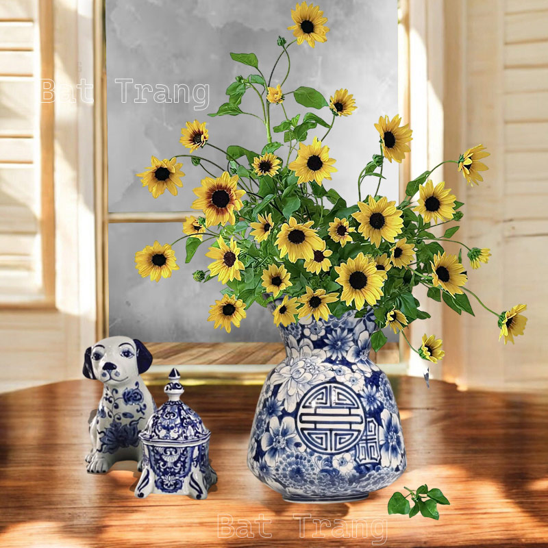 Vietnamese Handmade Floral Ceramic Vase – Traditional Blue and White Style