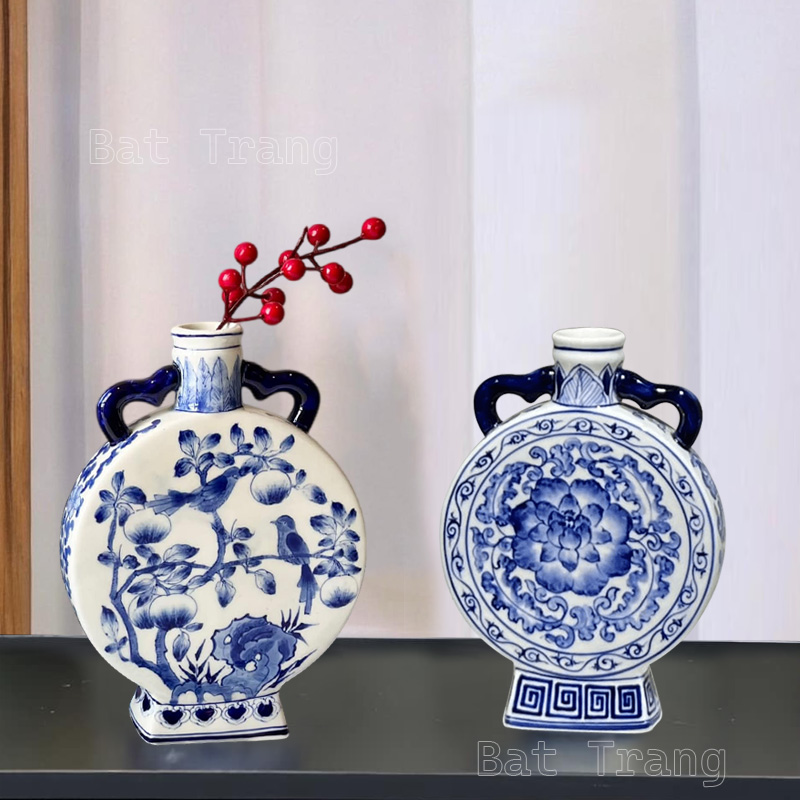 Vietnamese Moon Flask Vase, Handmade Vase, Decorative Vase