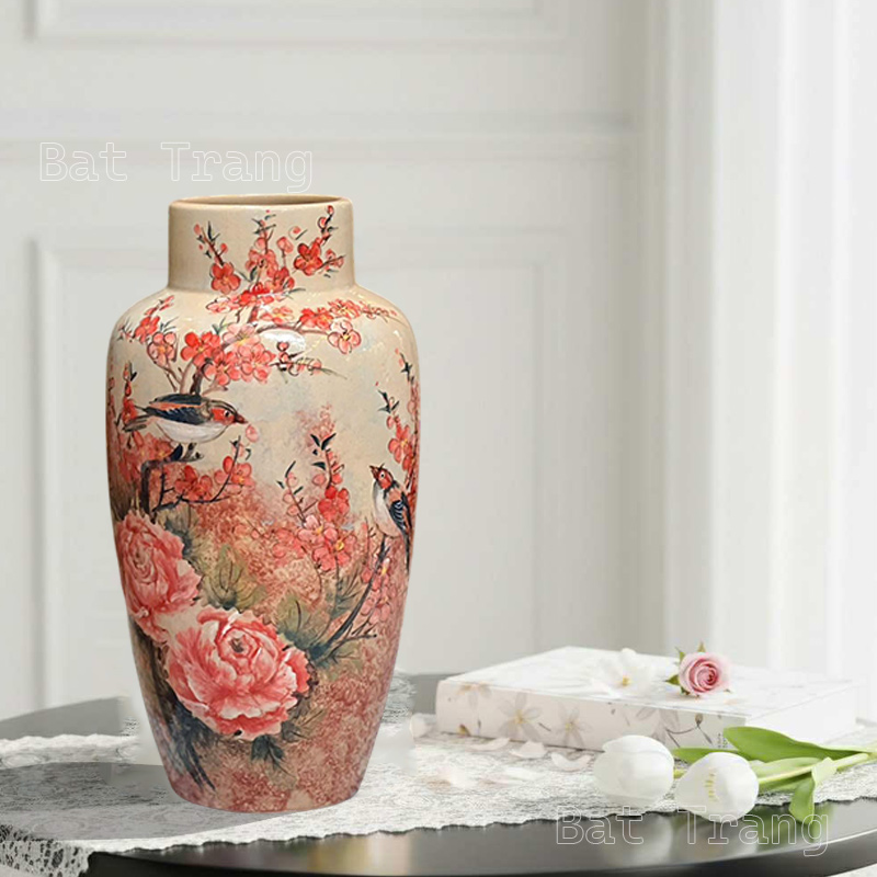 Ceramic Spring Flower Vase, Vintage-Inspired Floral Vase Set for Spring Decor
