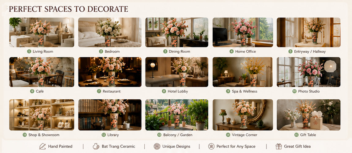 Home Decor Ideas with Handmade Rose Ceramic Vases