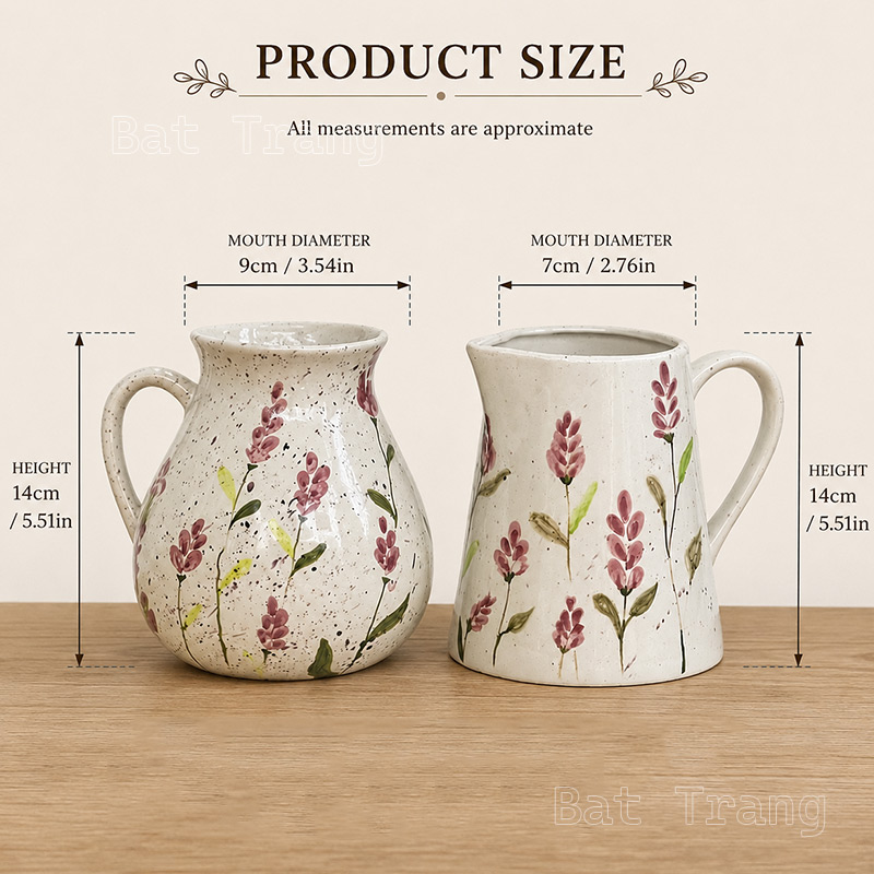 Product Size Of The Small White Ceramic Pitcher Vase