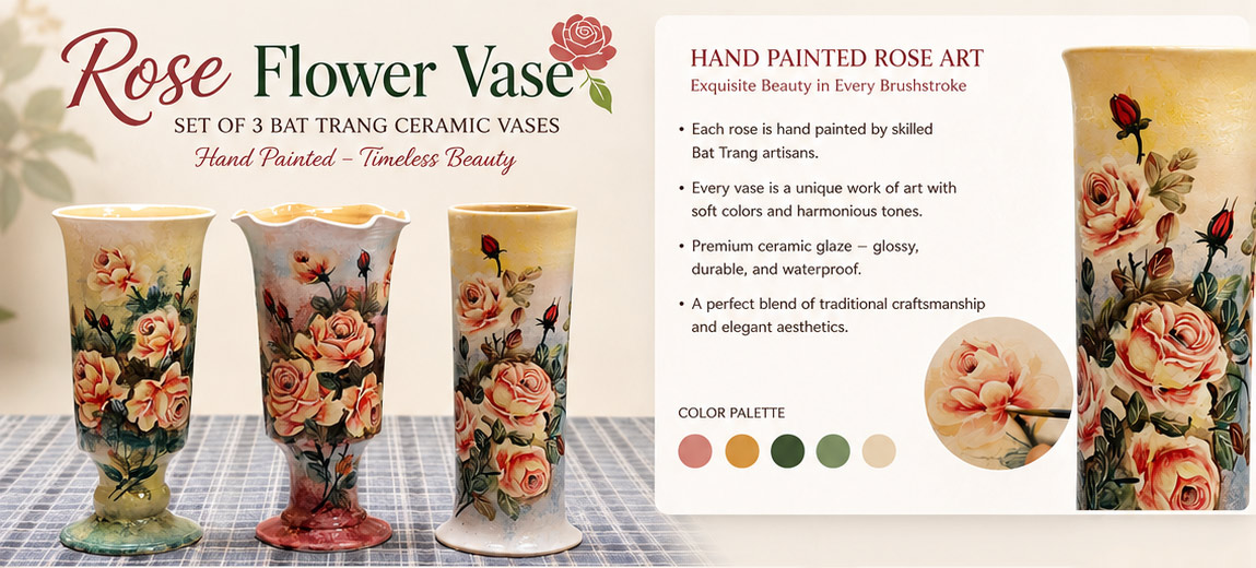 The Artistic Beauty of Bat Trang Rose Ceramic Vases