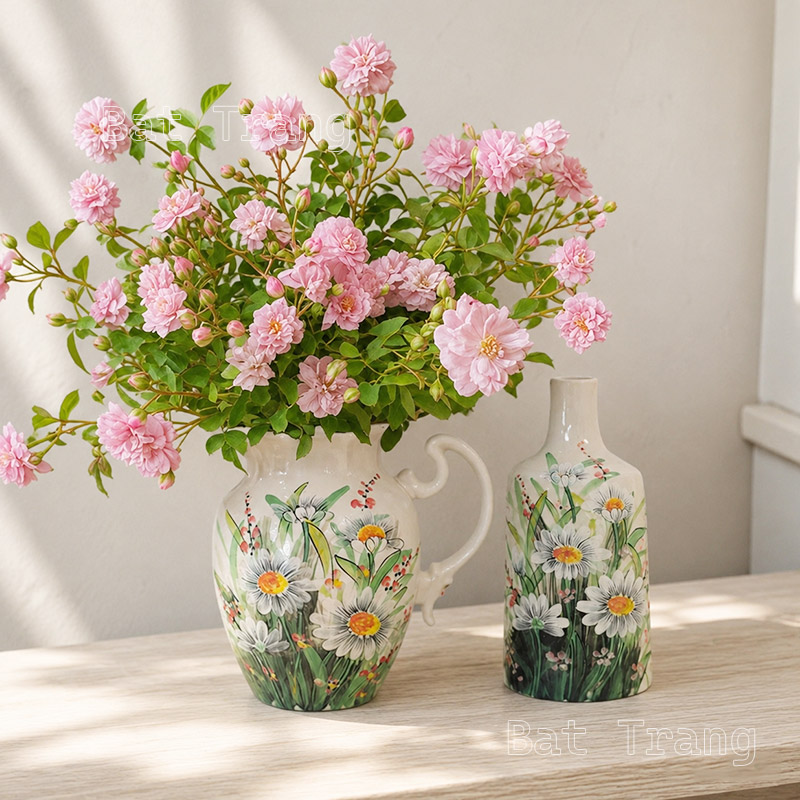 White Pitcher Flower Vase – Perfect for Farmhouse and Rustic Decor