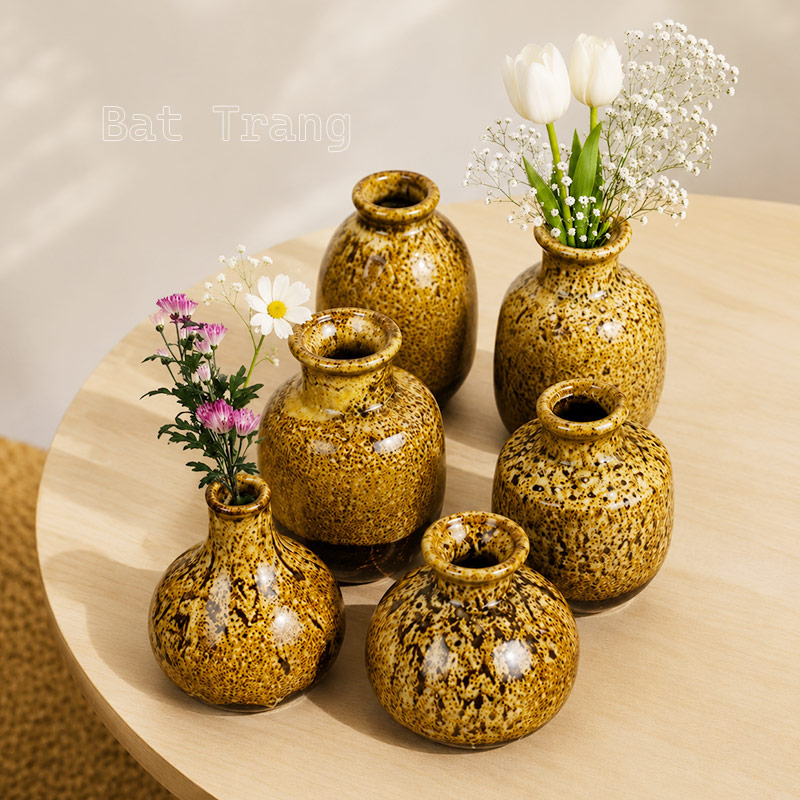 Gold Bud Vases, Small Ceramic Vases For Home Decor Enthusiasts