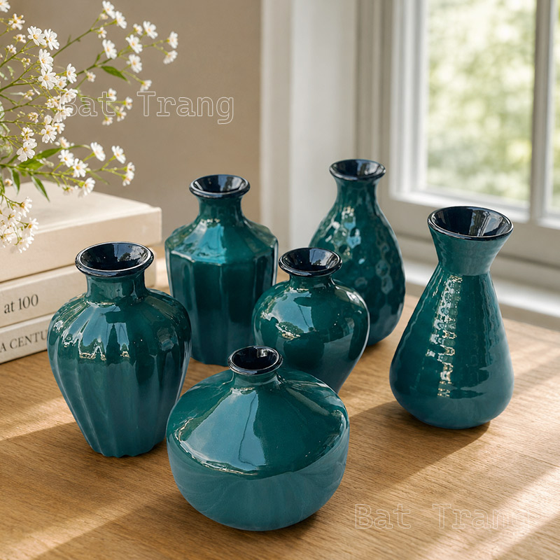 Handmade Deep Teal Bud Vases for Home and Office Decor
