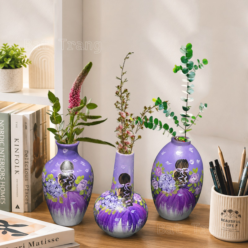 Set of 5 Ceramic Tiny Flower Vases For Home Decor, Ceramic Bud Vase Collection