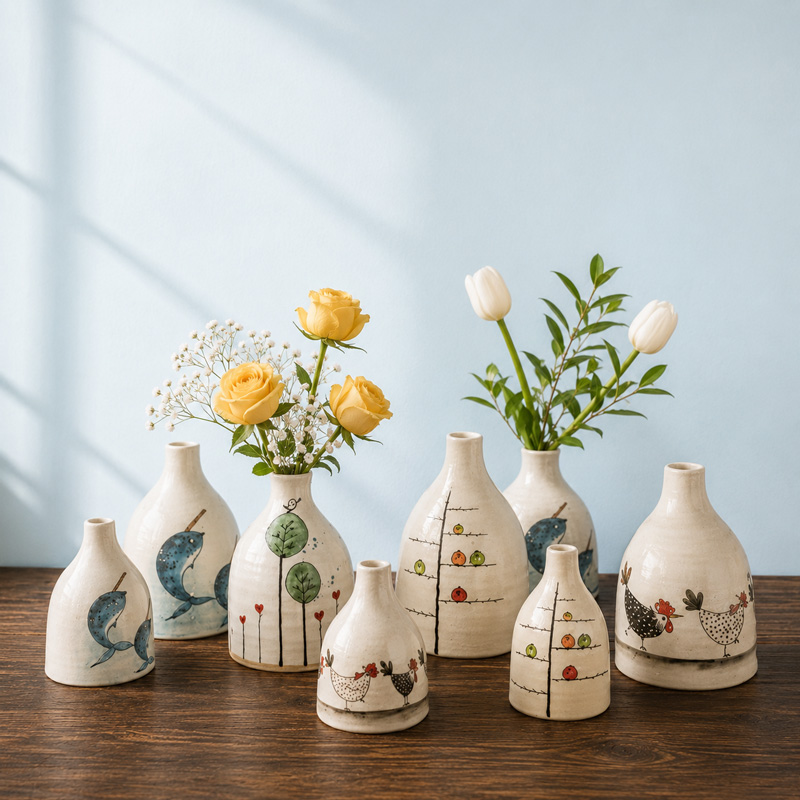 Slim Neck Ceramic Vases Perfect for Floral Arrangements and Home Decor