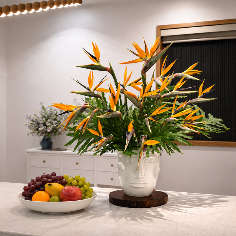 White Face Vase with Flowers for Dining Table Décor