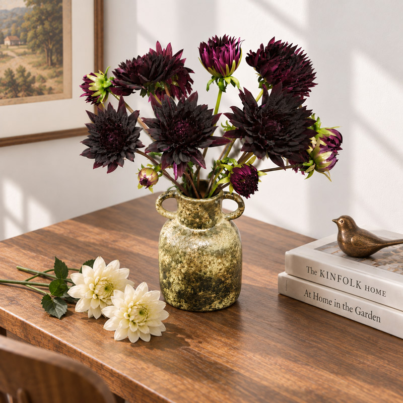 Black Dahlia Vase Embracing Mystery, Strength, and Power