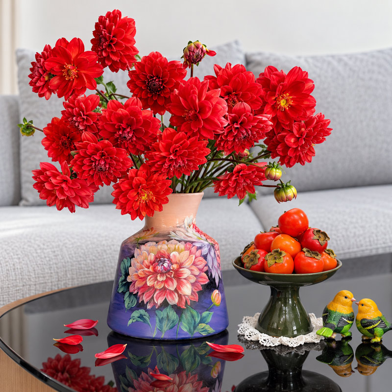 Red Dahlia Vase, The Radiant Beauty of Passion and Enthusiasm