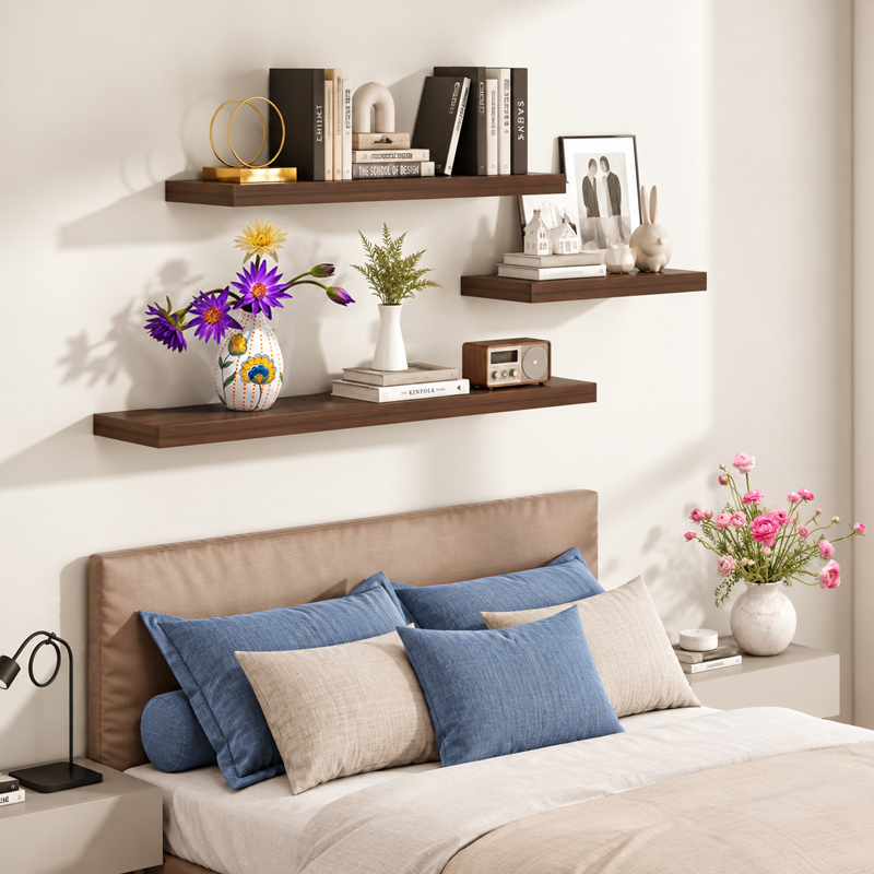Decorating Bedroom Shelves and Nightstands with Ceramic Vases and Fresh Flowers